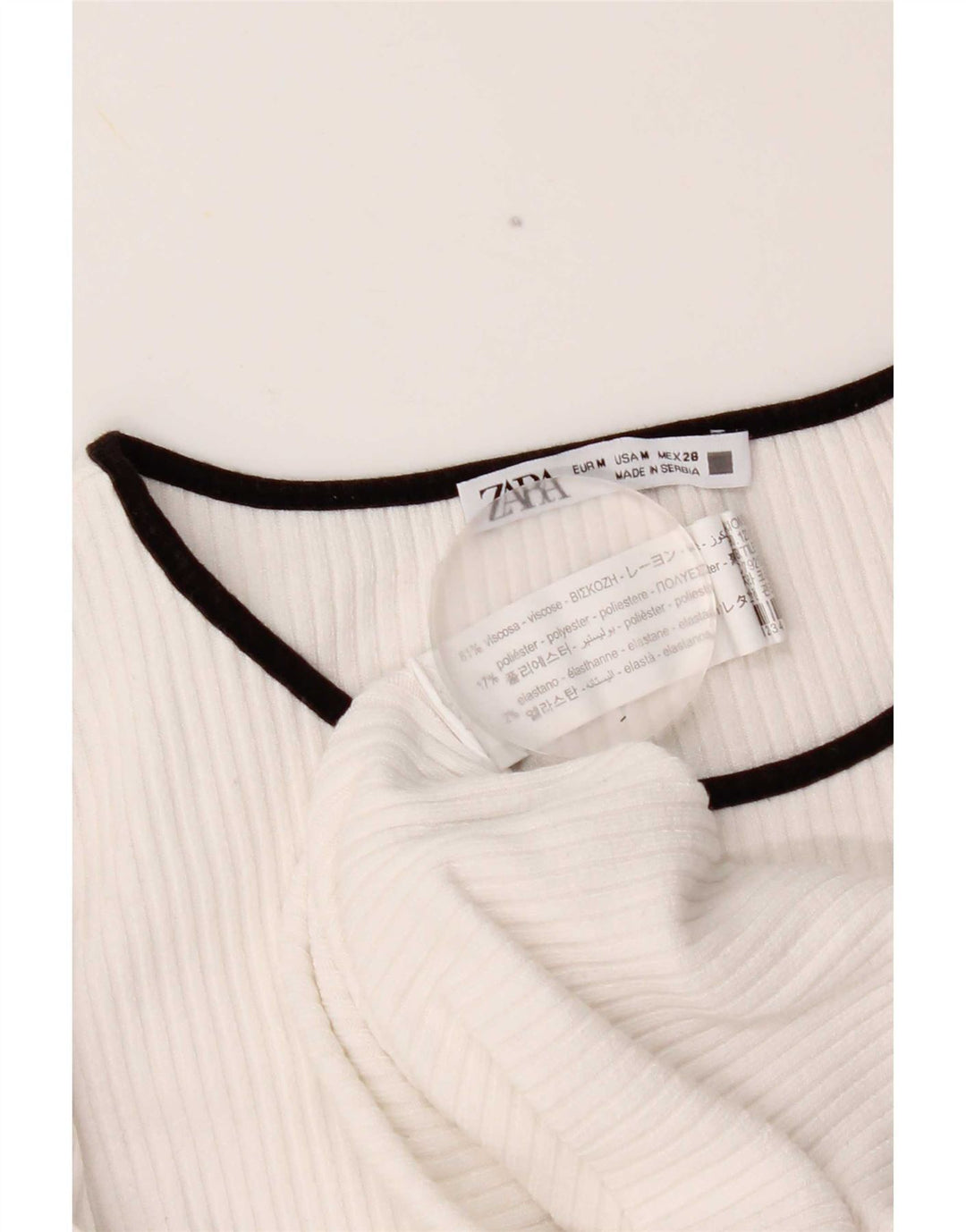 Zara Dametop Langærmet UK 12 Medium White Viscose