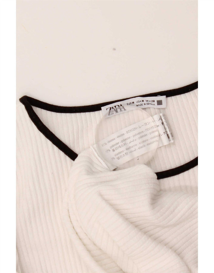 Zara Dametop Langærmet UK 12 Medium White Viscose