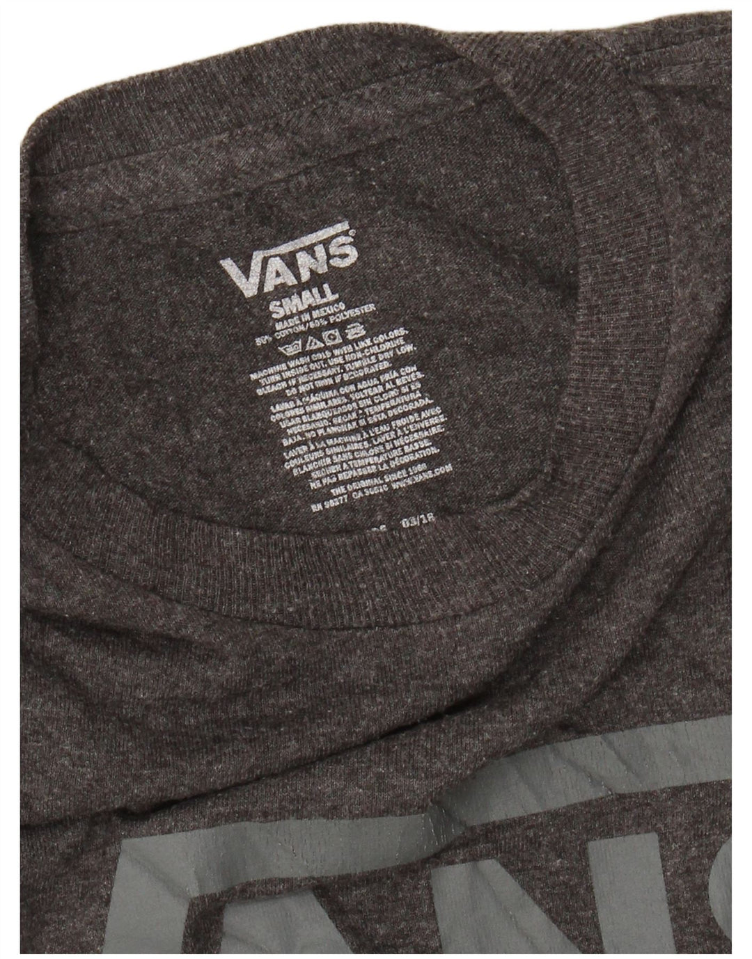 VANS Herre Grafisk T-Shirt Top Lille Grå Bomuld