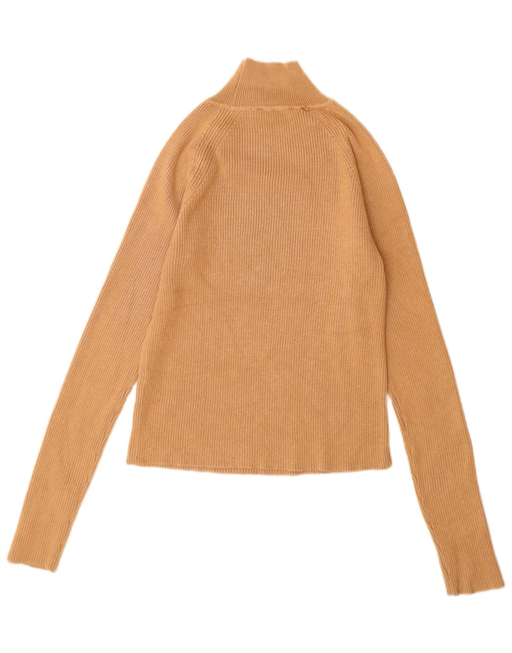 Zara Dame Turtle Neck Jumper Sweater UK 12 Medium Beige Viscose