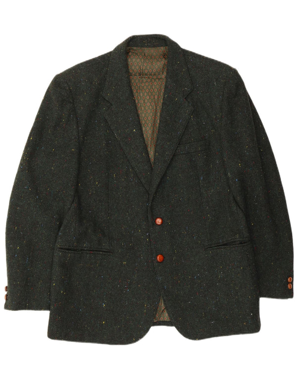 Benetton Herre 2-knaps blazerjakke IT 50 Stor Grøn Flecked Uld