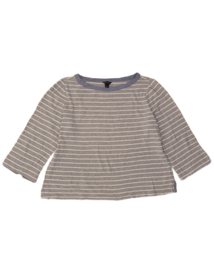 Nautica Womens Crop Top 3/4 ærmet UK 16 Stor gråstribet bomuld