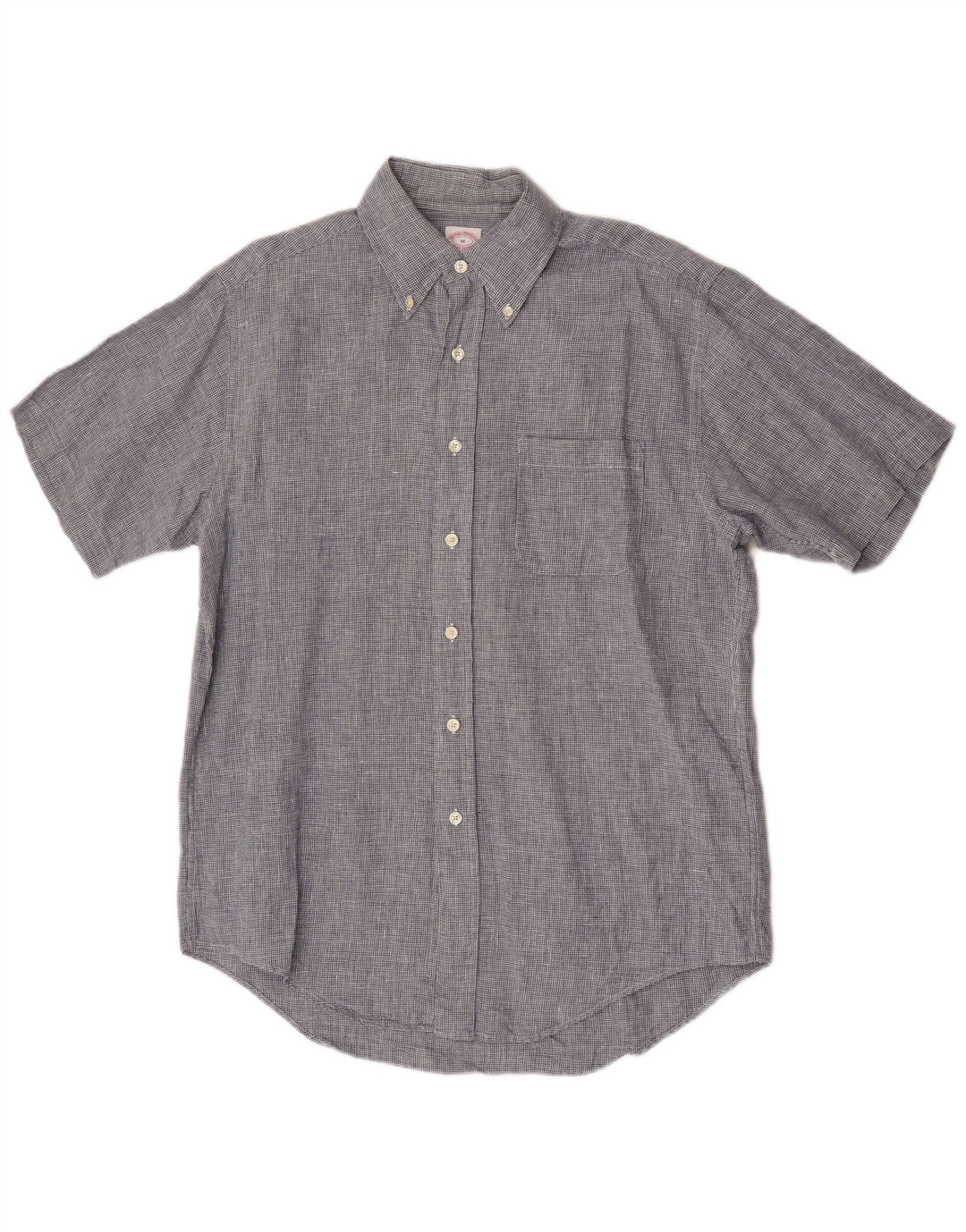 Brooks Brothers Kortærmet Herreskjorte Medium Blue Houndstooth