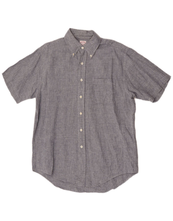 Brooks Brothers Kortærmet Herreskjorte Medium Blue Houndstooth