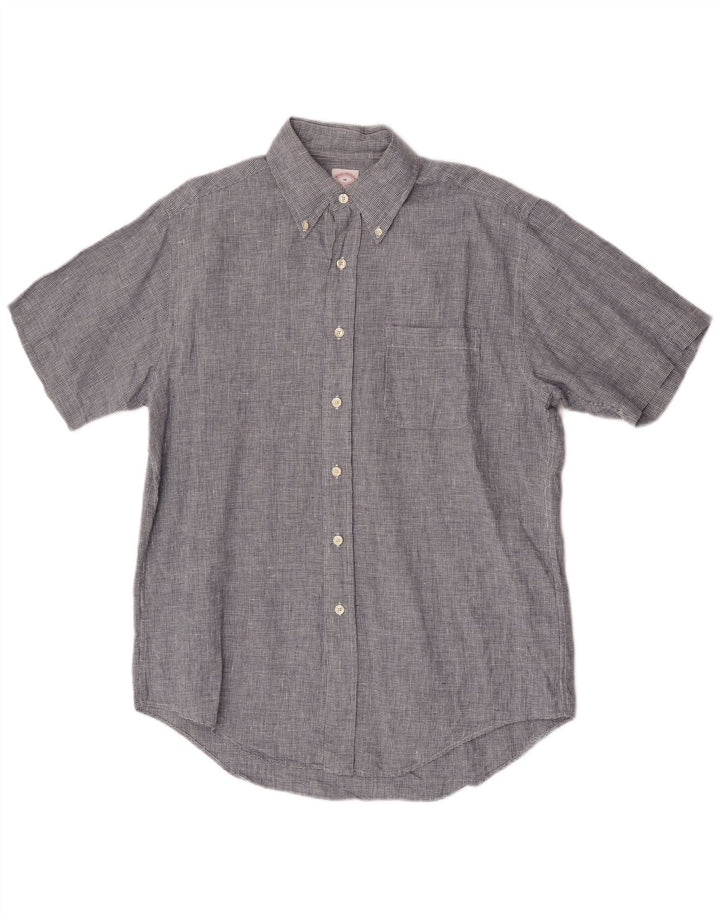 Brooks Brothers Kortærmet Herreskjorte Medium Blue Houndstooth