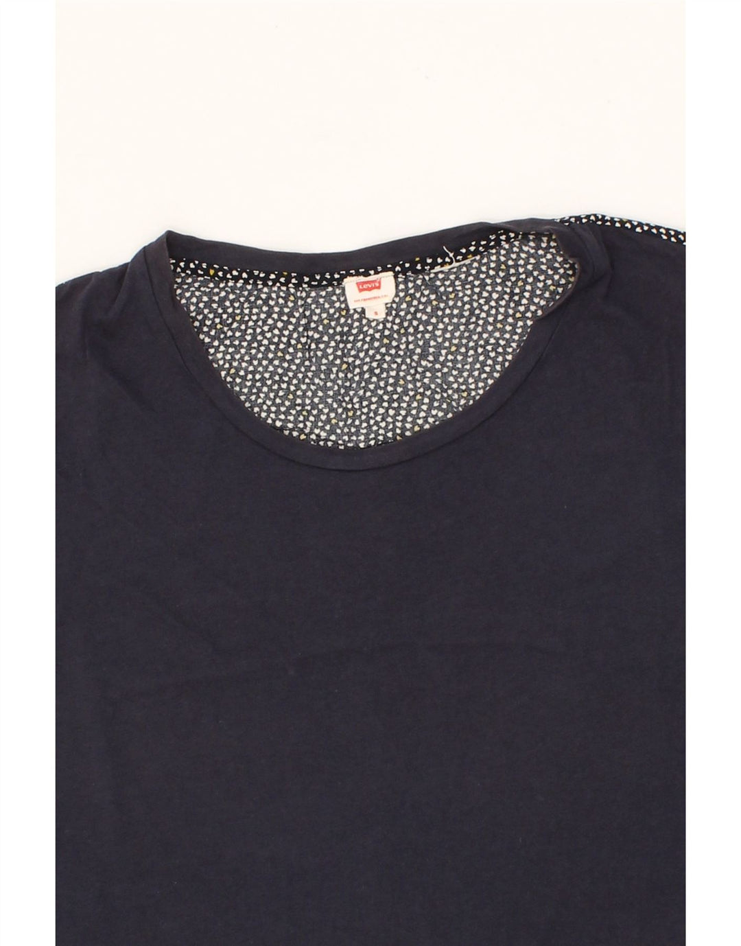 LEVI'S Womens Abstract Pattern T-Shirt Top UK 10 Small Navy Blue Vintage Levi's and Second-Hand Levi's from Messina Hembry 