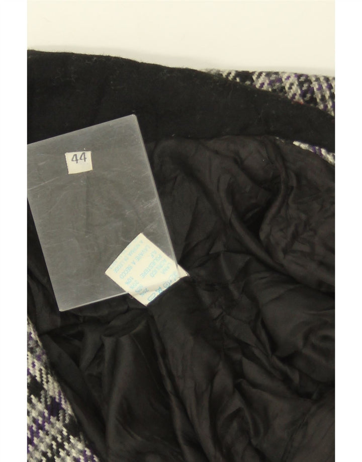 Vintage dame 3-knaps blazerjakke IT 44 Medium Grey Houndstooth Uld