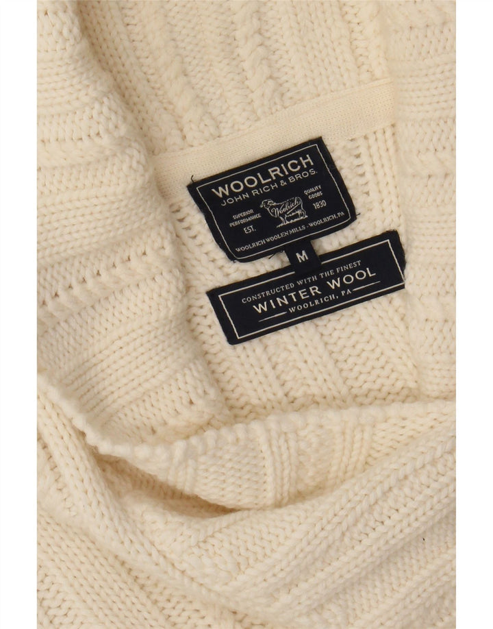 WOOLRICH Dame Shawl Neck Jumper Sweater UK 12 Medium White