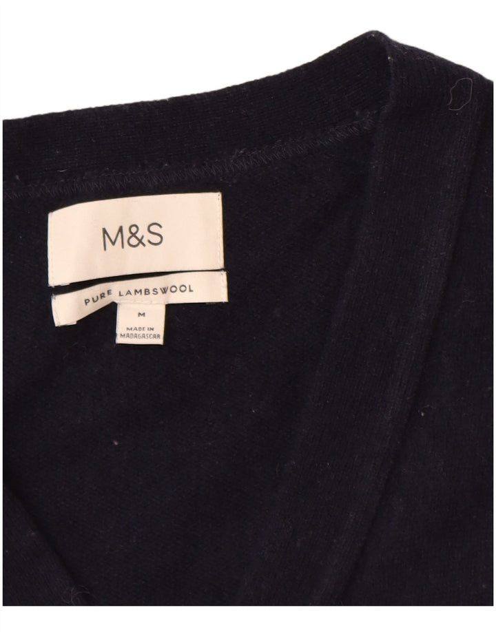 Marks & Spencer herre cardigan sweater Medium marineblå lammeuld