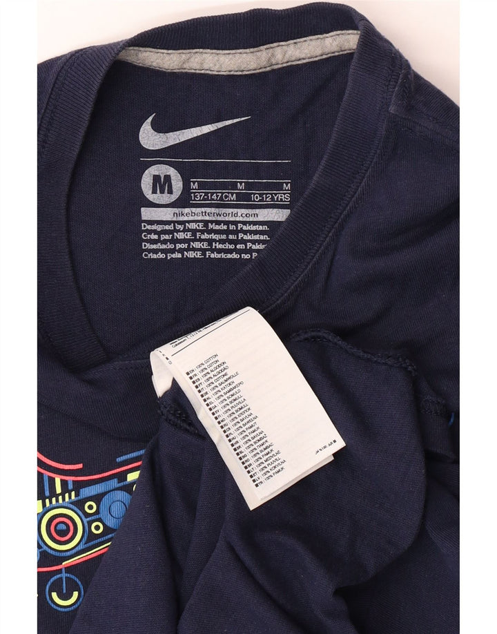 NIKE Boys Graphic T-Shirt Top 10-11 Years Medium  Navy Blue Cotton Vintage Nike and Second-Hand Nike from Messina Hembry 