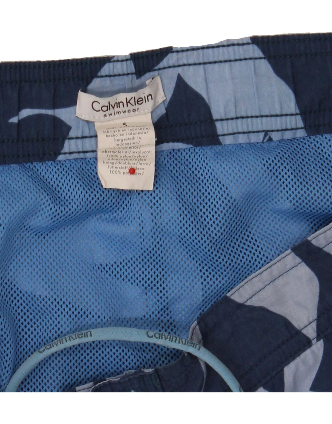 CALVIN KLEIN Mens Graphic Swimwear Small Blue Floral Nylon Vintage Calvin Klein and Second-Hand Calvin Klein from Messina Hembry 