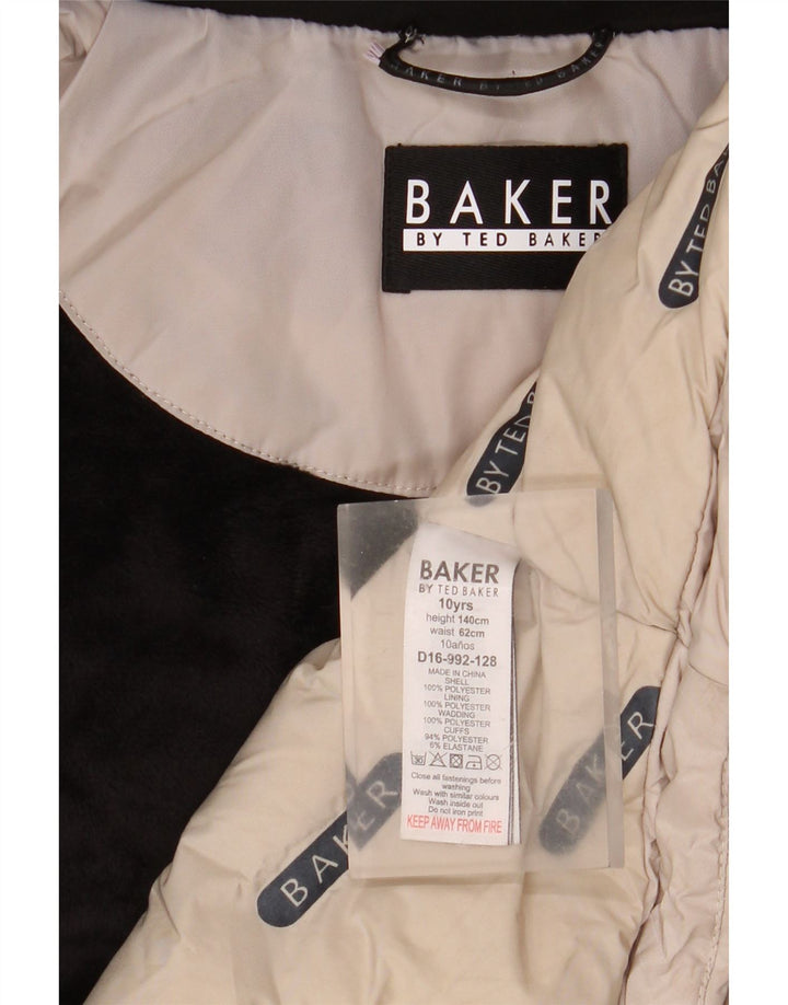 Ted Baker piger grafisk hætte polstret frakke 9-10 år beige polyester