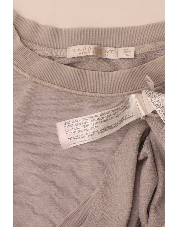 Zara Dame Oversized Sweatshirt Jumper UK 16 Stor Grå Bomuld
