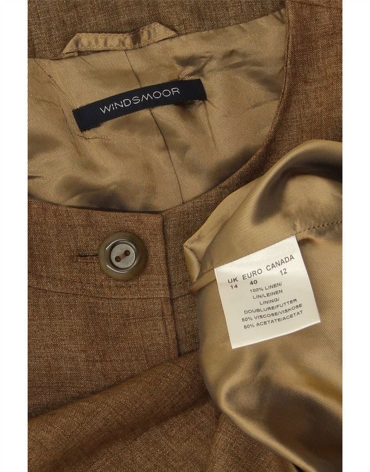 Windsmoor Dame 4 Button Blazer Jacket UK 14 Large Beige Linen