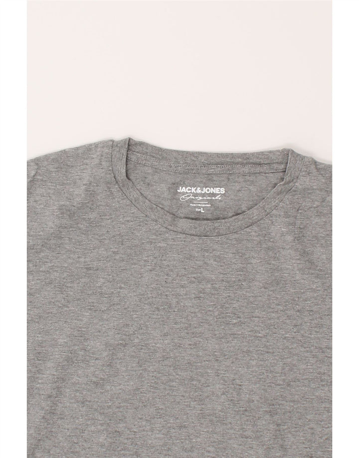 JACK & JONES Mens Graphic T-Shirt Top Large Grey Cotton Vintage Jack & Jones and Second-Hand Jack & Jones from Messina Hembry 