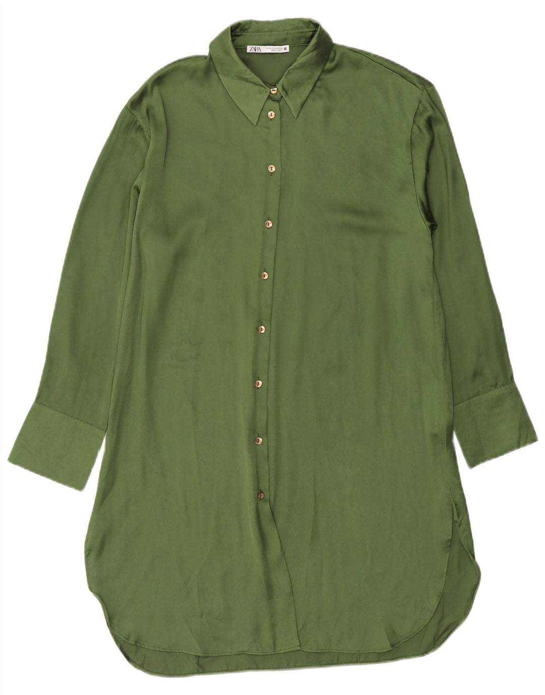 Zara skjortekjole til kvinder UK 14 Medium Green Polyester