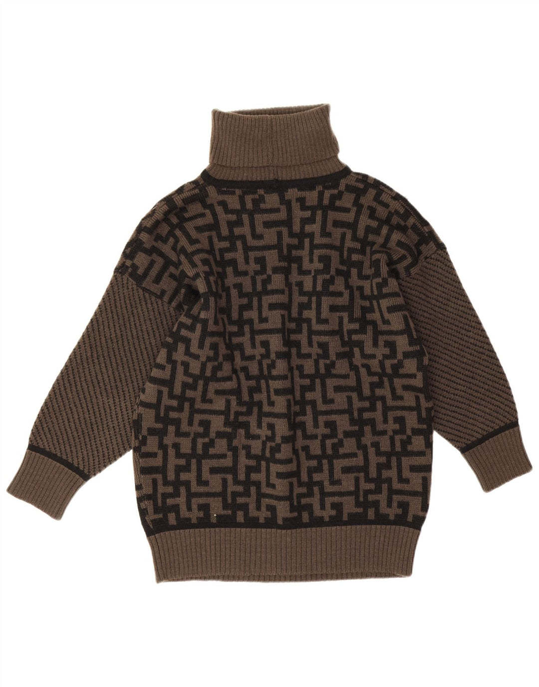 i Blues Dame Rullehalstrøje IT 42 Medium Brun Geometrisk
