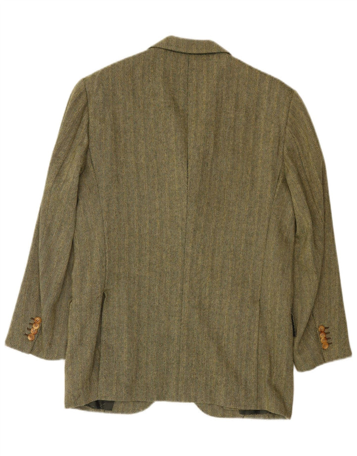 Kiton Herre Napoli 3 Button Blazer Jacket UK 38 Medium Green Herringbone