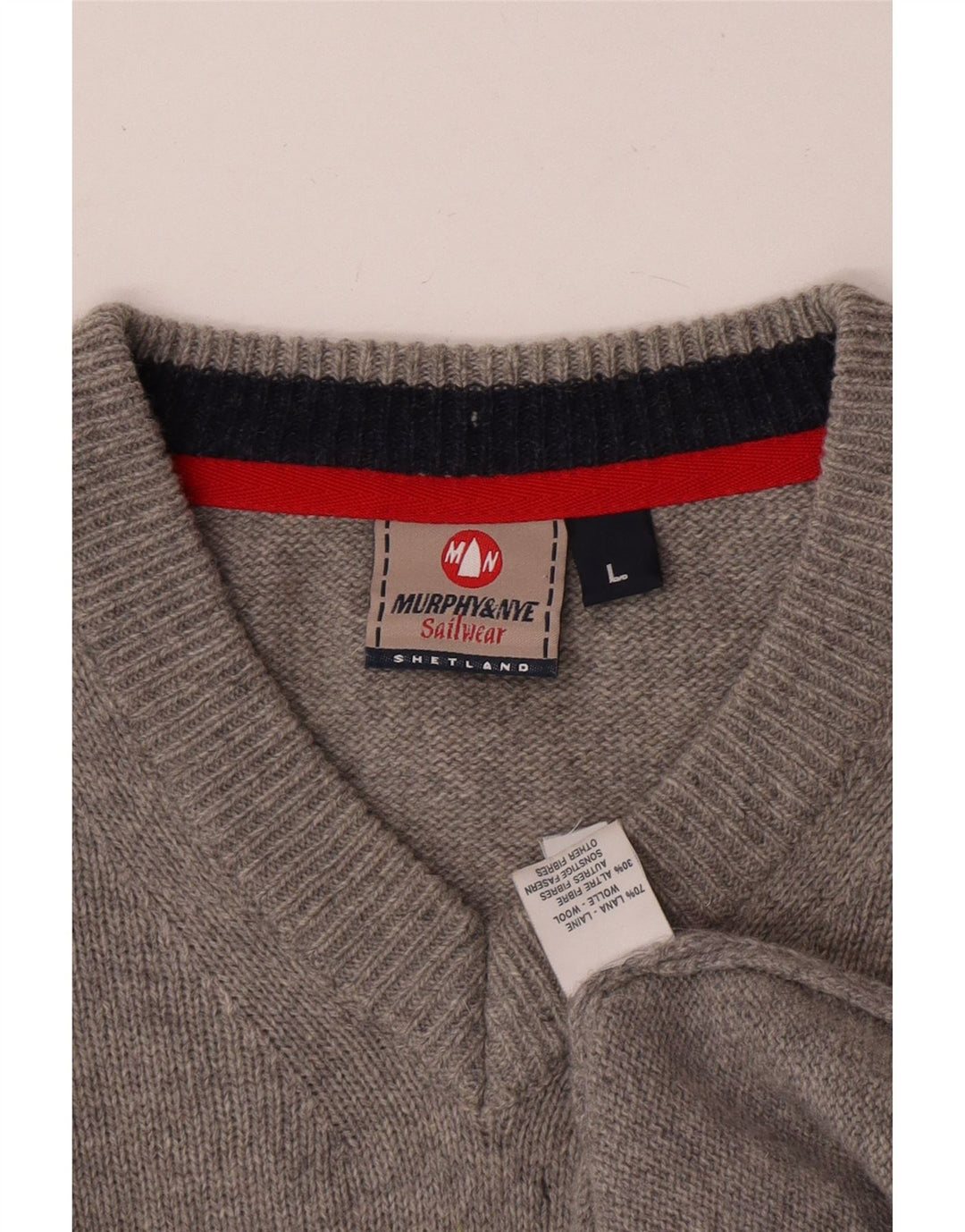 Murphy & Nye Herre V-hals sweater Stor grå uld