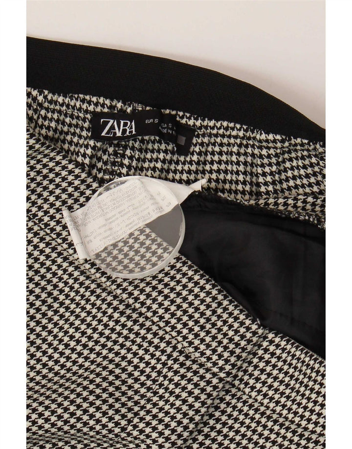 Zara Slim Chino-bukser til kvinder Small W26 L27 Black Houndstooth Polyester