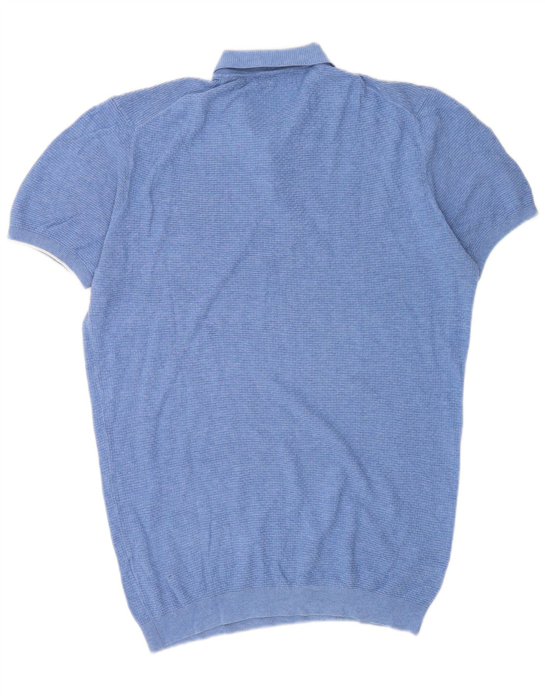 Massimo Dutti Herre Kortærmet Polo Neck Jumper Sweater Stor Blå