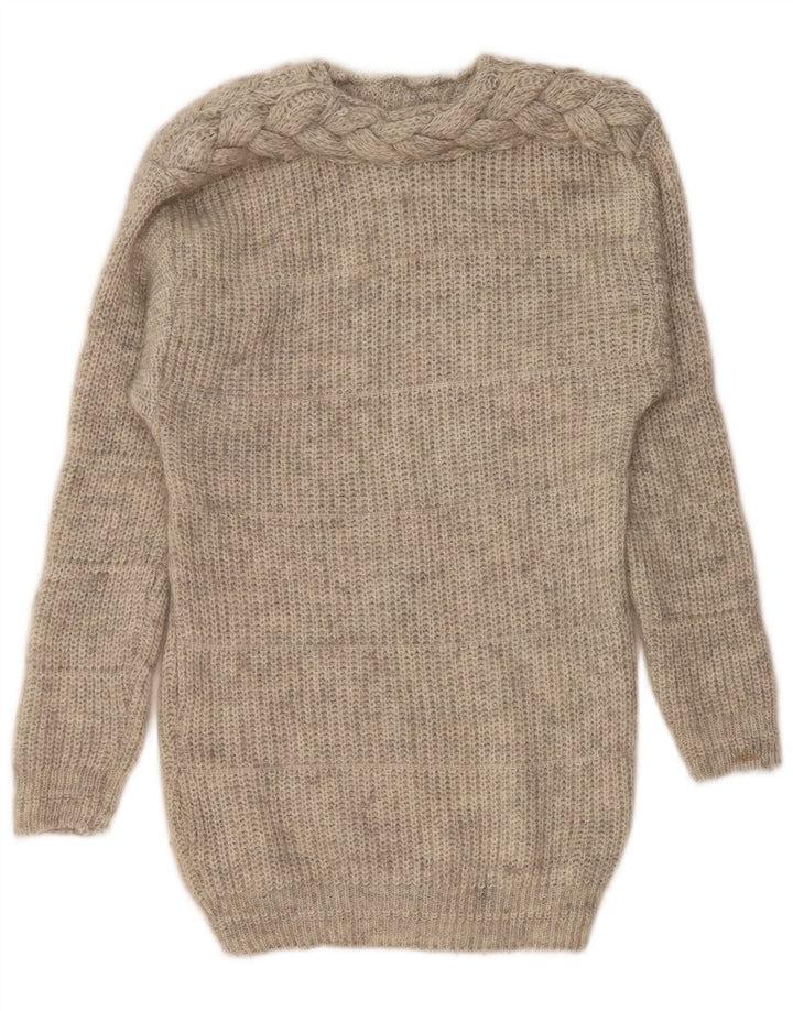 Vintage Dame Longline Jumper Sweater UK 14 Medium Grey