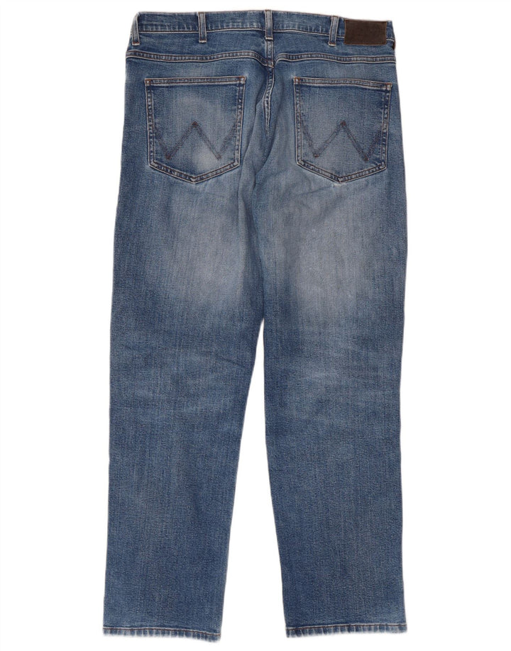 WRANGLER Herre Distressed Straight Jeans W34 L30 Blå Bomuld