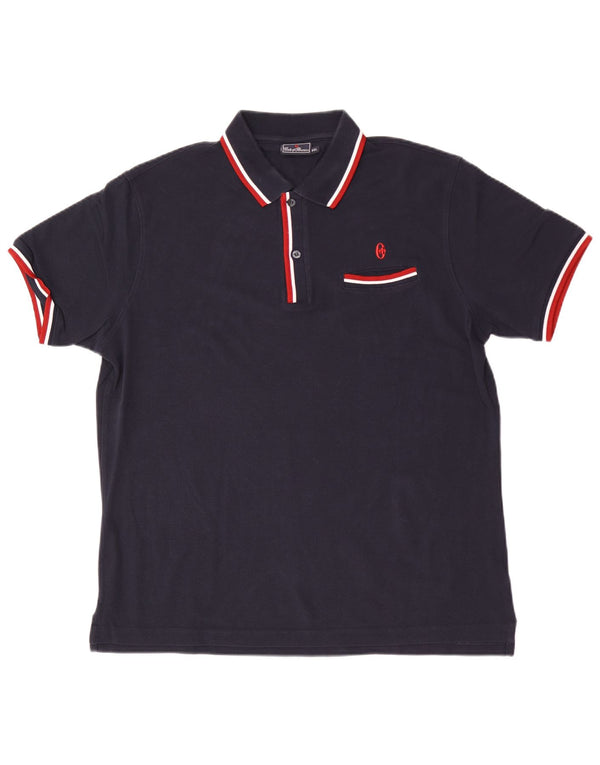 Conte of Florence Mens Polo Shirt 2XL Navy Blue Cotton