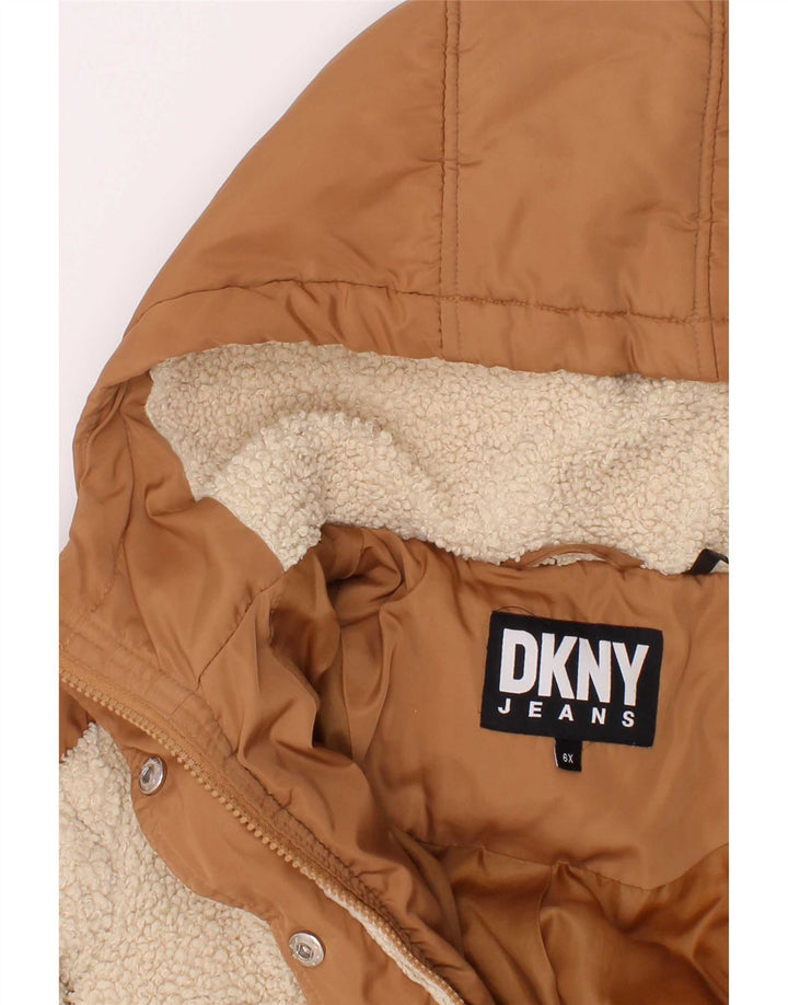 Dkny Piger Hættejakke 5-6 År Brun Colourblock Polyester
