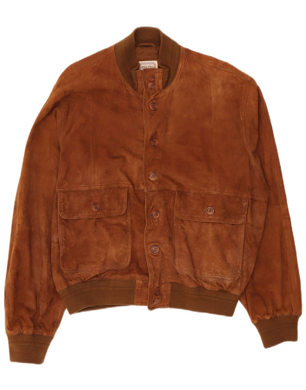 Vintage herre ruskind bomberjakke UK 42 XL brunt læder