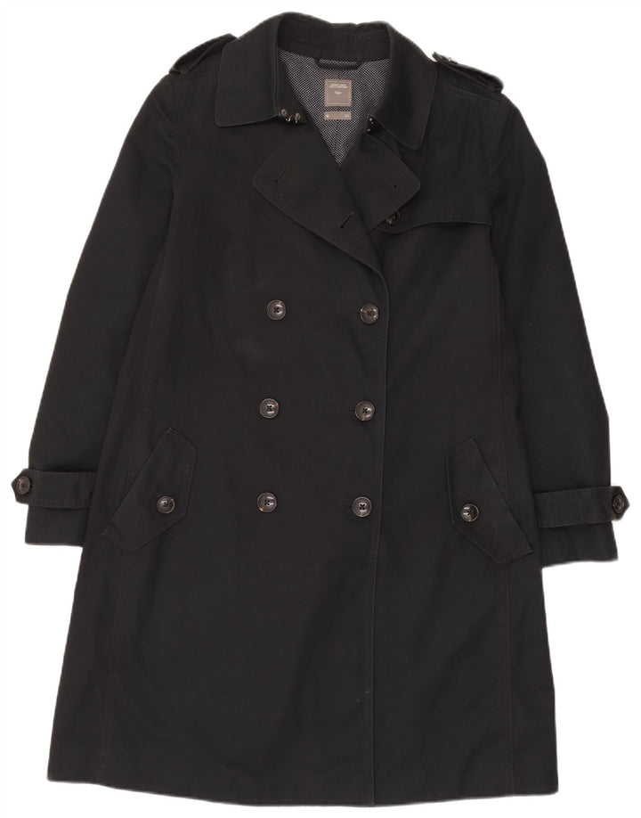 Gap Dame Dobbeltradet Trench Coat UK 14 Medium Sort Bomuld