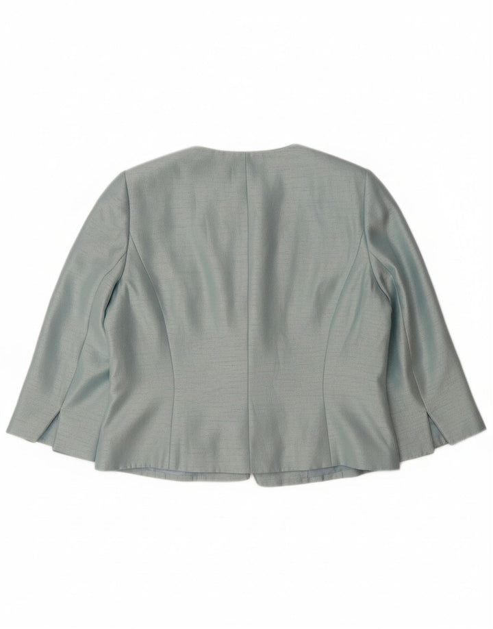 JACQUES VERT Dame 3/4 ærmer 1 knap blazerjakke UK 14 Large Blue