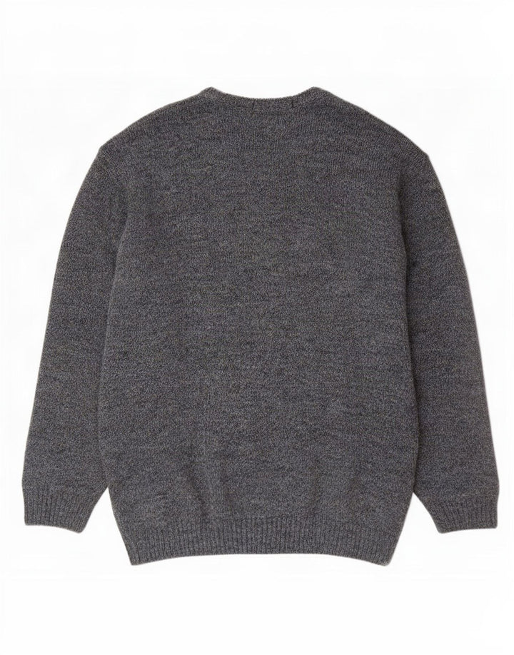 St. Bernard Herre V-hals sweater stor blå geometrisk akryl