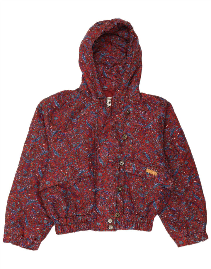 oltre Dame Hætte Oversized Bomber Jacket UK 10 Small Red Paisley
