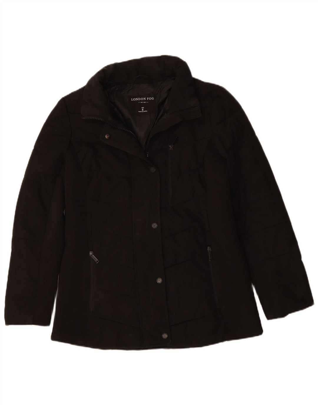 LONDON FOG Dame Oversized polstret jakke UK 10 Small Black Polyester