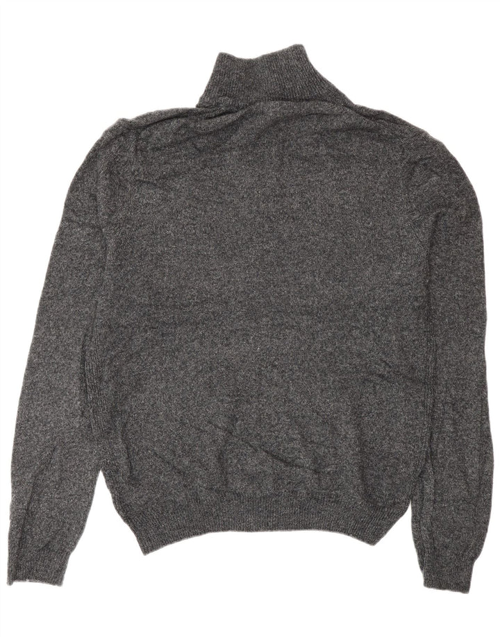 Marks & Spencer Herre Zip Neck Jumper Sweater Large Grå Uld