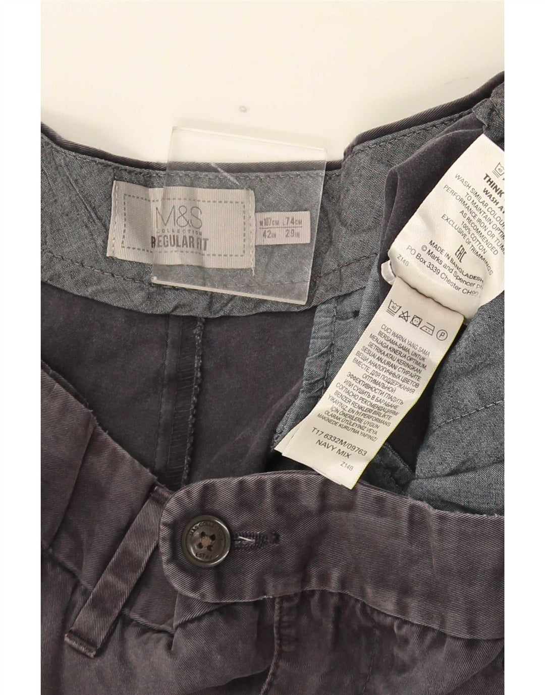 Marks & Spencer Straight Suit bukser til mænd W42 L29 Grå bomuld