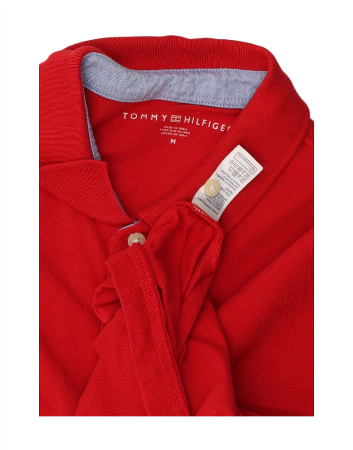 TOMMY HILFIGER Mens Polo Shirt Medium Red Striped Cotton Vintage Tommy Hilfiger and Second-Hand Tommy Hilfiger from Messina Hembry 