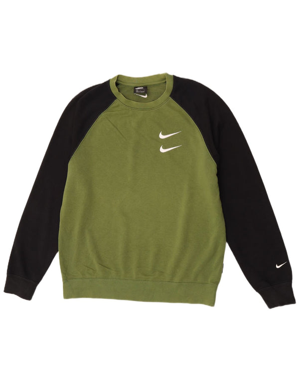 Nike Herre grafisk sweatshirt Jumper Large Grøn Colourblock Bomuld