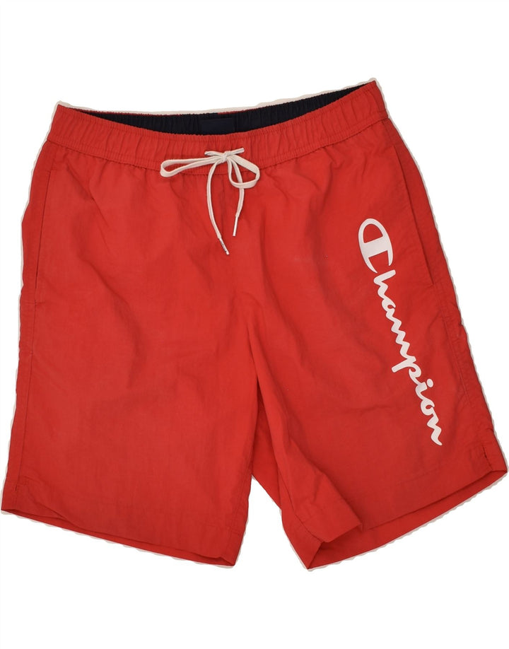 CHAMPION Mens Graphic Sport Shorts Small Red Polyamide | Vintage Champion | Thrift | Second-Hand Champion | Used Clothing | Messina Hembry 