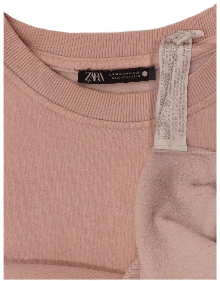 ZARA Womens Sweatshirt Jumper UK 14 Medium Pink Cotton