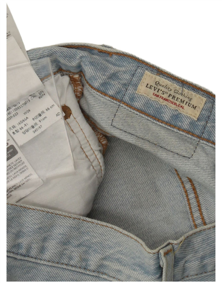 LEVI'S Womens 501 højtaljede denimshorts W26 Små blå bomuld