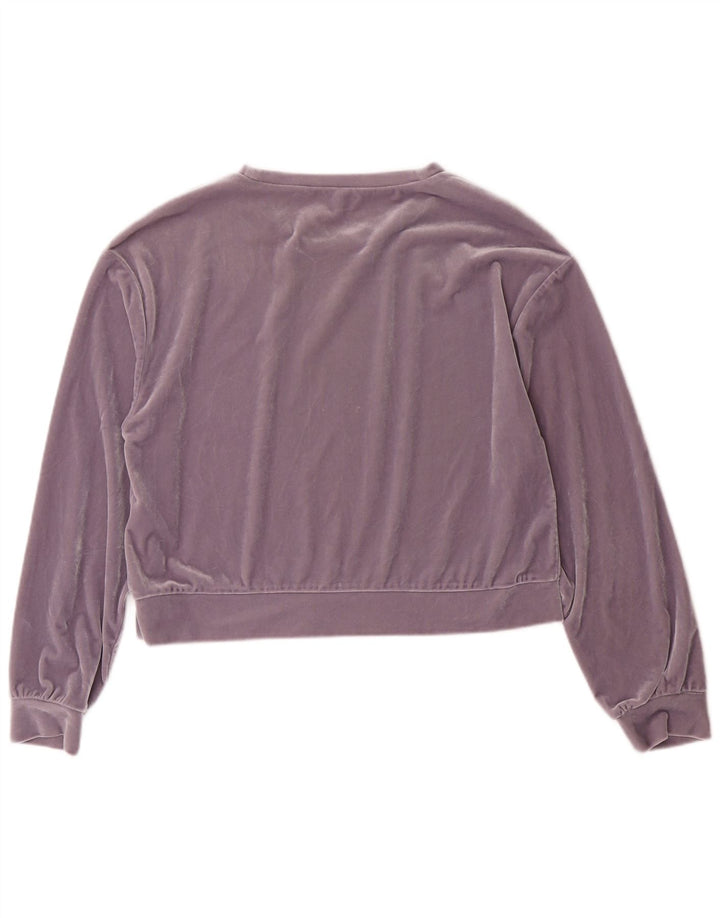 Zara Womens Loose Fit Crop Top Langærmet UK 10 Small Purple Polyester