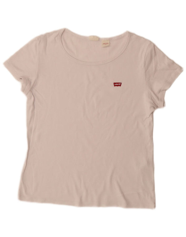 Levi's Dame T-Shirt Top UK 14 Stor Hvid Bomuld