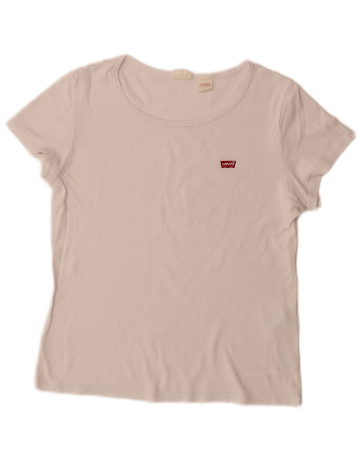 Levi's Dame T-Shirt Top UK 14 Stor Hvid Bomuld