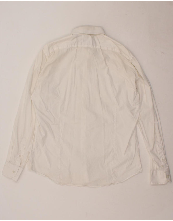 TRUSSARDI Mens Shirt Size 43 16 3/4  Large White Vintage Trussardi and Second-Hand Trussardi from Messina Hembry 