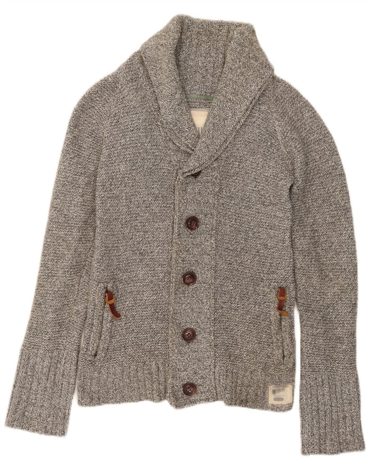 Superdry Cardigan sweater til mænd mellemgrå bomuld