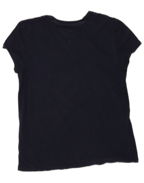 Tommy Hilfiger Dame Grafisk T-Shirt Top UK 10 Small Navy Blue Bomuld