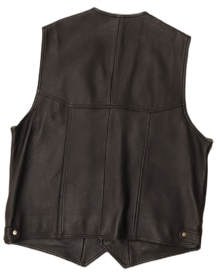 Vintage herre lædervest IT 56 3XL Sort