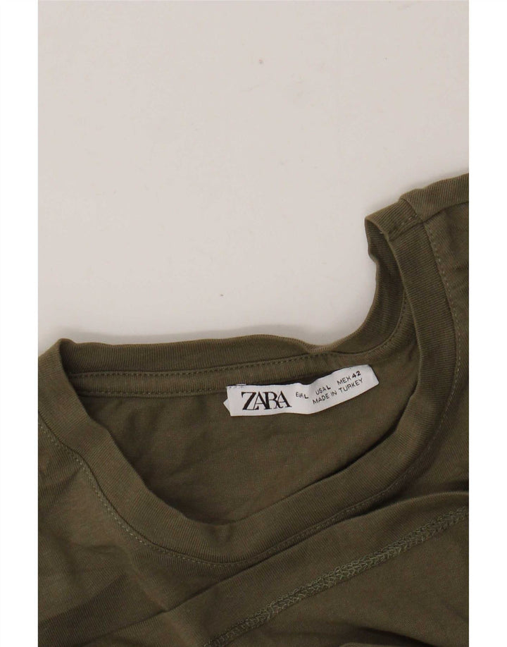 Zara Herre T-Shirt Top Stor Khaki